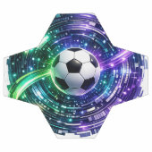 鮮やかなグリーンとパープルの未来型サイバーポータル サッカーボール (フラット)