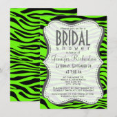 鮮やかなグリーンのゼブラ柄 招待状 (正面/裏面)
