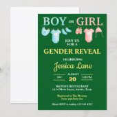 鮮やかなグリーンの男の子？女の子？性別発表ベビーシャワー 招待状 (正面/裏面)