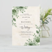 鮮やかなグリーンの花の結婚式 招待状 (スタンド正面)