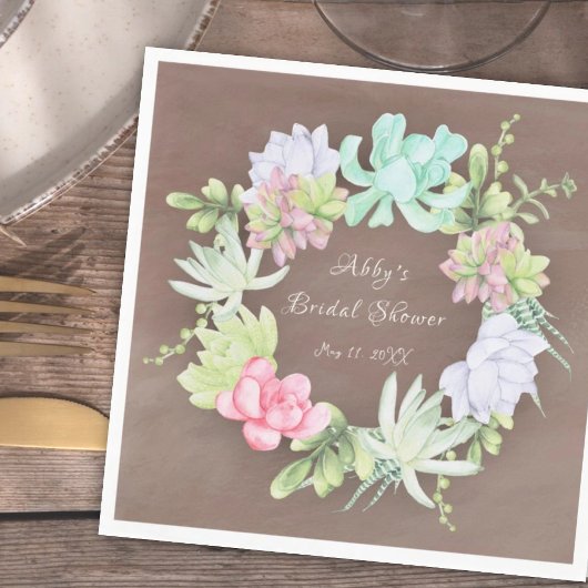 鮮やかなグリーンリースのウェディングシャワーデザイン スタンダードランチョンナプキン