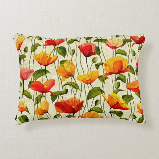 鮮やかなケシ アクセントクッション (正面)