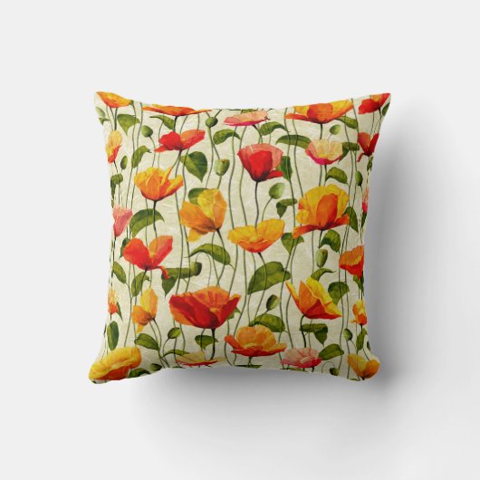 鮮やかなケシ クッション (裏面)