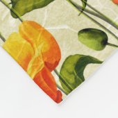 鮮やかなケシ フリースブランケット (角)