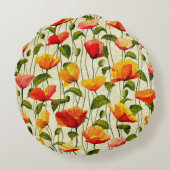 鮮やかなケシ ラウンドクッション (裏面)