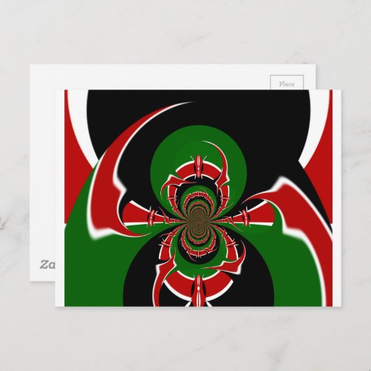 鮮やかなケニア国旗のパターン:力強いアート ポストカード (正面/裏面)