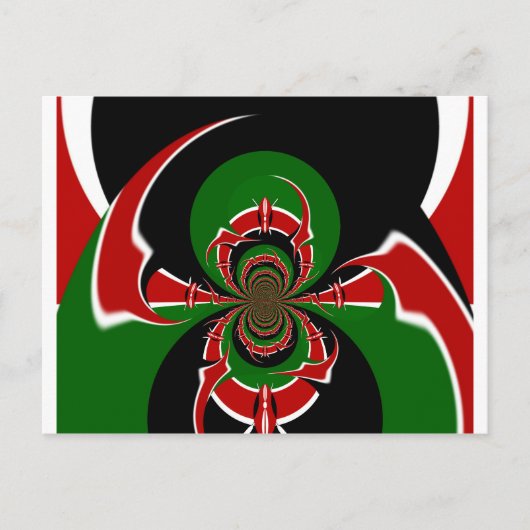 鮮やかなケニア国旗のパターン:力強いアート ポストカード (正面)