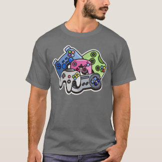鮮やかなゲームコントローラー ビデオゲーマー ゲーミングギフト Tシャツ