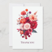 鮮やかなコーラル&フクシアの花束 サンキューカード (正面)