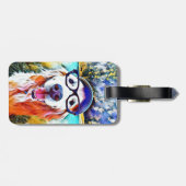 鮮やかなゴールデン・リトリーバーのおたくガラスの絵を描くこと ラゲッジタグ (裏面横)