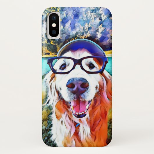 鮮やかなゴールデン・リトリーバーのおたくガラスの絵を描くこと Case-Mate iPhoneケース (裏面)