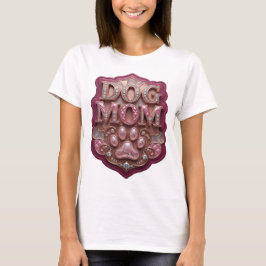 鮮やかなゴールドのDOG MOM アーティスティックモチーフ Tシャツ