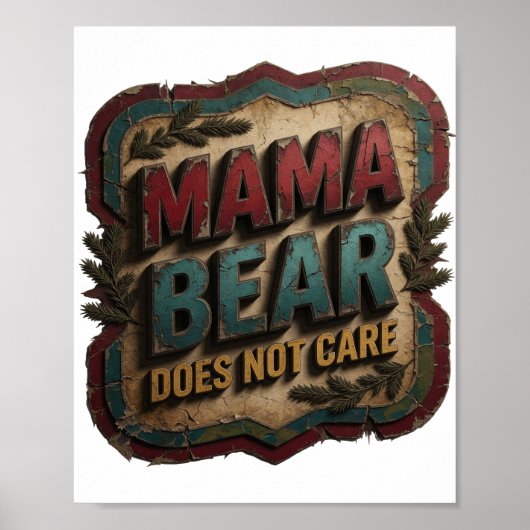 鮮やかなゴールドのMAMA BEAR DOES NOT CARE ポスター (正面)