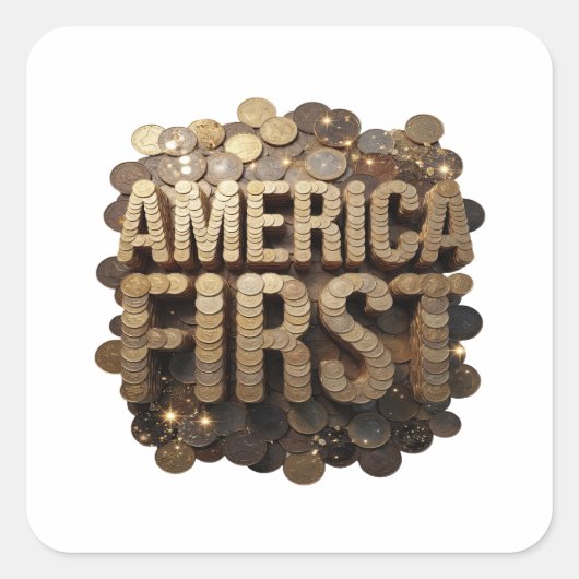 鮮やかなゴールド AMERICA FIRST ステッカー デザイン (正面)