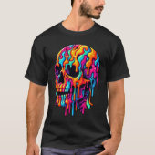 鮮やかなサイケデリックスカル Tシャツ (正面)
