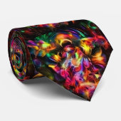 鮮やかなサイケデリック魚 ネクタイ (ロール)