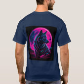 鮮やかなサイバーパンク ネオンの狼 Tシャツ (裏面)