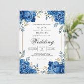 鮮やかなサファイアフローラアー結婚チ 招待状 (スタンド正面)