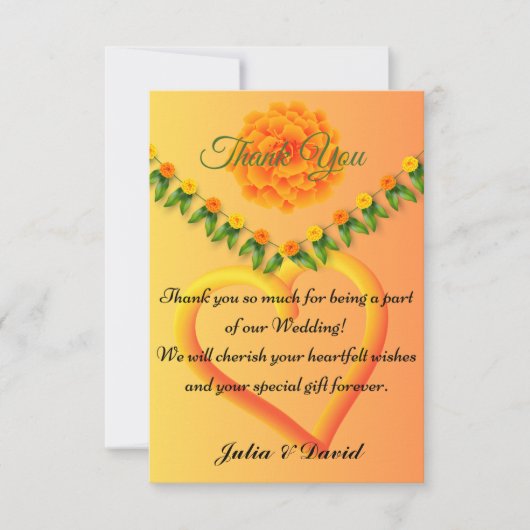 鮮やかなサフランイエローの感謝カード サンキューカード (正面)