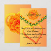 鮮やかなサフランイエローの感謝カード サンキューカード (正面/裏面)