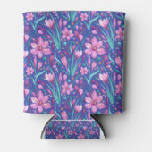 鮮やかなサフラン花びら – ベルベットとターコイズグリーン 缶クーラー (正面)