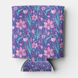 鮮やかなサフラン花びら – ベルベットとターコイズグリーン 缶クーラー