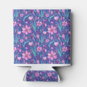 鮮やかなサフラン花びら – ベルベットとターコイズグリーン 缶クーラー (裏面)