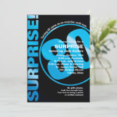 鮮やかなサプライズ誕生日招待状 - 青 80歳 招待状 (スタンド正面)