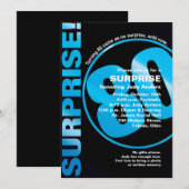 鮮やかなサプライズ誕生日招待状 - 青 80歳 招待状 (正面/裏面)