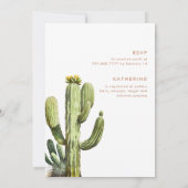鮮やかなサボテンのテラコッタ色の結婚前お披露目パーティー 招待状 (裏面)