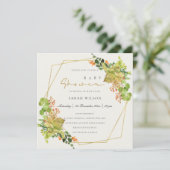 鮮やかなサボテン 花の水彩 ベビーシャワー 招待状 (スタンド正面)