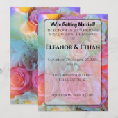 鮮やかなサマーガーデンフローラル写真ウェディング 招待状 (正面/裏面)