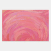 鮮やかなサーモンピンク色のコーディネート模様 ラッピングペーパーシート (正面3)