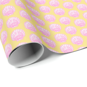鮮やかなシェル（黄色とピンク）のラッピングペーパー ラッピングペーパー