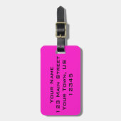 鮮やかなショッキングピンク ラゲッジタグ (正面縦)