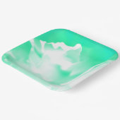 鮮やかなシーグリーン 花柄 紙皿 (傾斜あり)