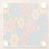 鮮やかなシームレスなワイルドフラワーパターン ガラスコースター (裏面)