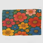 鮮やかなシームレスなワイルドフラワーパターン ゴルフタオル (横)