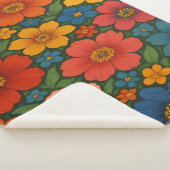 鮮やかなシームレスなワイルドフラワーパターン シェルパブランケット (3/4)