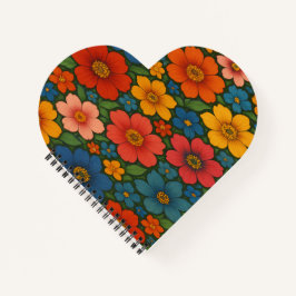 鮮やかなシームレスなワイルドフラワーパターン ノートブック