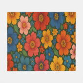 鮮やかなシームレスなワイルドフラワーパターン フリースブランケット (正面(横))