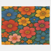 鮮やかなシームレスなワイルドフラワーパターン フリースブランケット (正面(横))