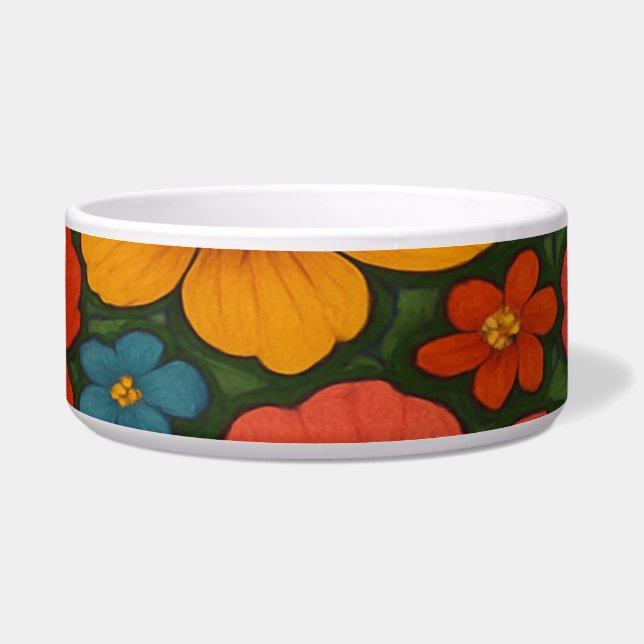 鮮やかなシームレスなワイルドフラワーパターン ボウル (正面)