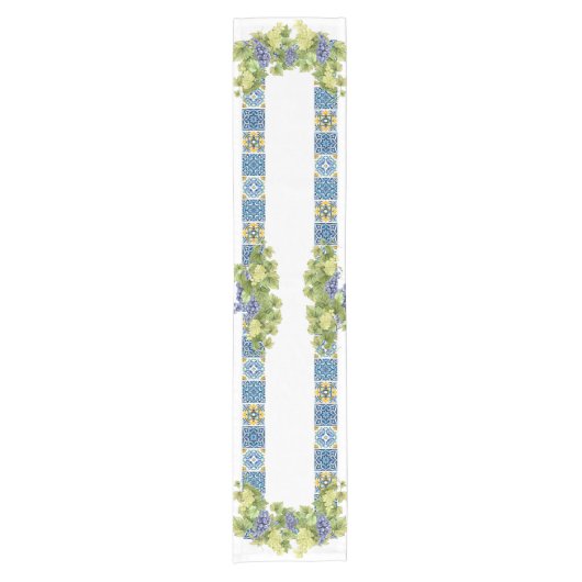 鮮やかなシ地中海のシリアンタイルワインブドウ ショートテーブルランナー (正面)