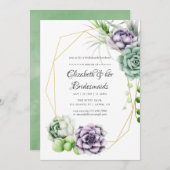 鮮やかなジオメトリックな花嫁の昼食会 招待状 (正面/裏面)