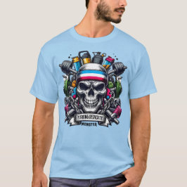 鮮やかなジムモンスター 励ましのドクロ フィットネスアート Tシャツ