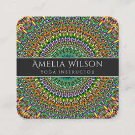 鮮やかなジャングルの庭の曼荼羅 スクエア名刺