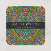 鮮やかなジャングルの庭の曼荼羅 スクエア名刺 (正面)