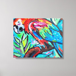 鮮やかなスカーレット・マカオのインコの絵画 キャンバスプリント