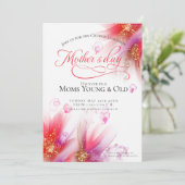 鮮やかなスカーレット ライラック アブストラクト フラワーの母の日 招待状 (スタンド正面)